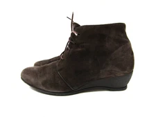 MUNRO Womens Size 8 M Brown Suede Lace Up Wedge Ankle Fashion Boots Bootie