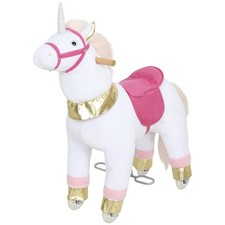 Ride-On Unicorn Toy for Kids 3-5 Years, 29.5 Inch Plush Baby Rocking Horse w