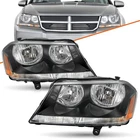 For 08-14 Dodge Avenger Headlights SXT SE Black Pair Black Chrome Headlamps L+R