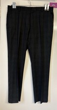 Jeff Banks Men’s Dark Grey 36R Smart Dress Check Trousers Waist 36” & Leg 31”