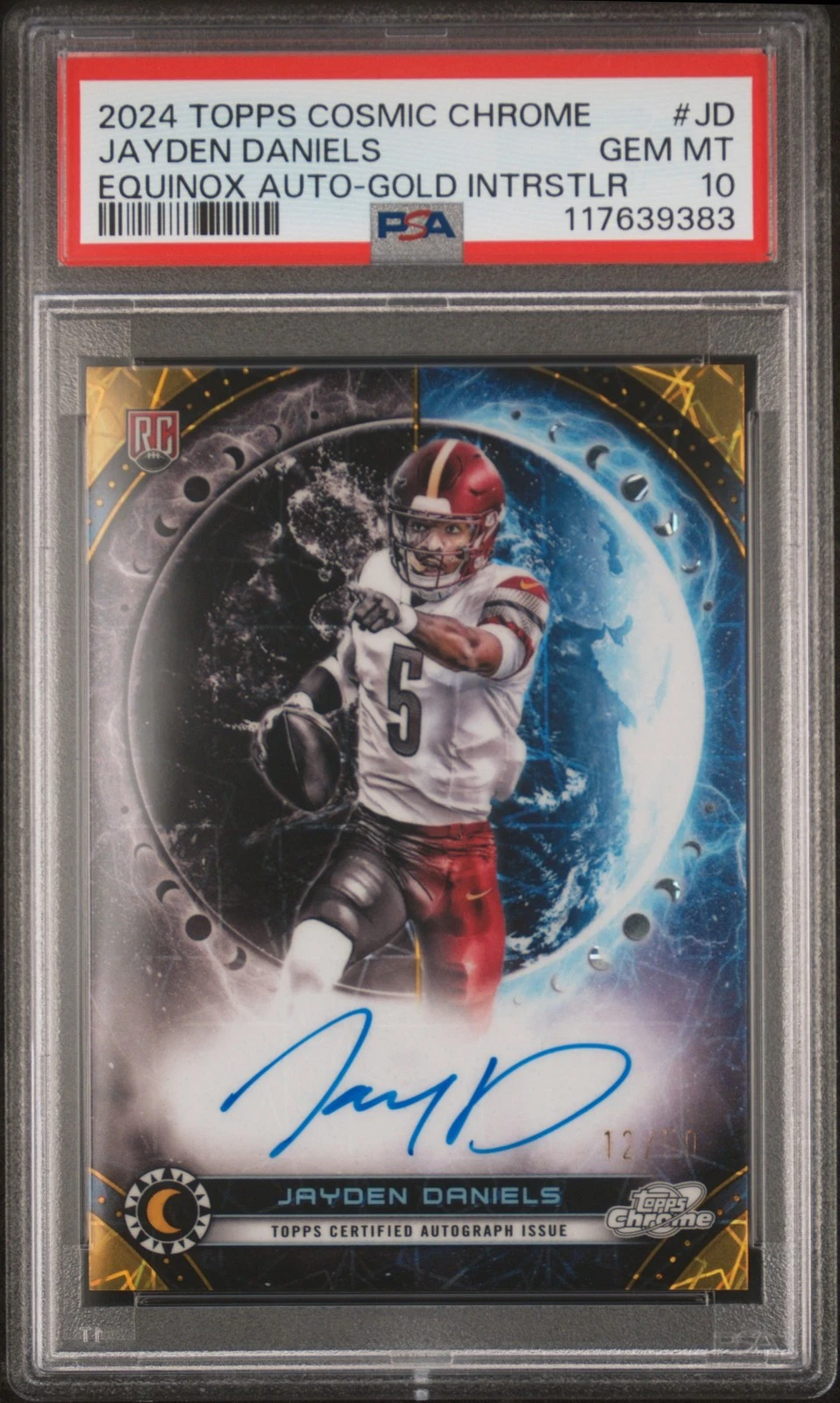 Jayden Daniels Topps Cosmic Chrome Equinox Autographs #JD Gold Interstellar