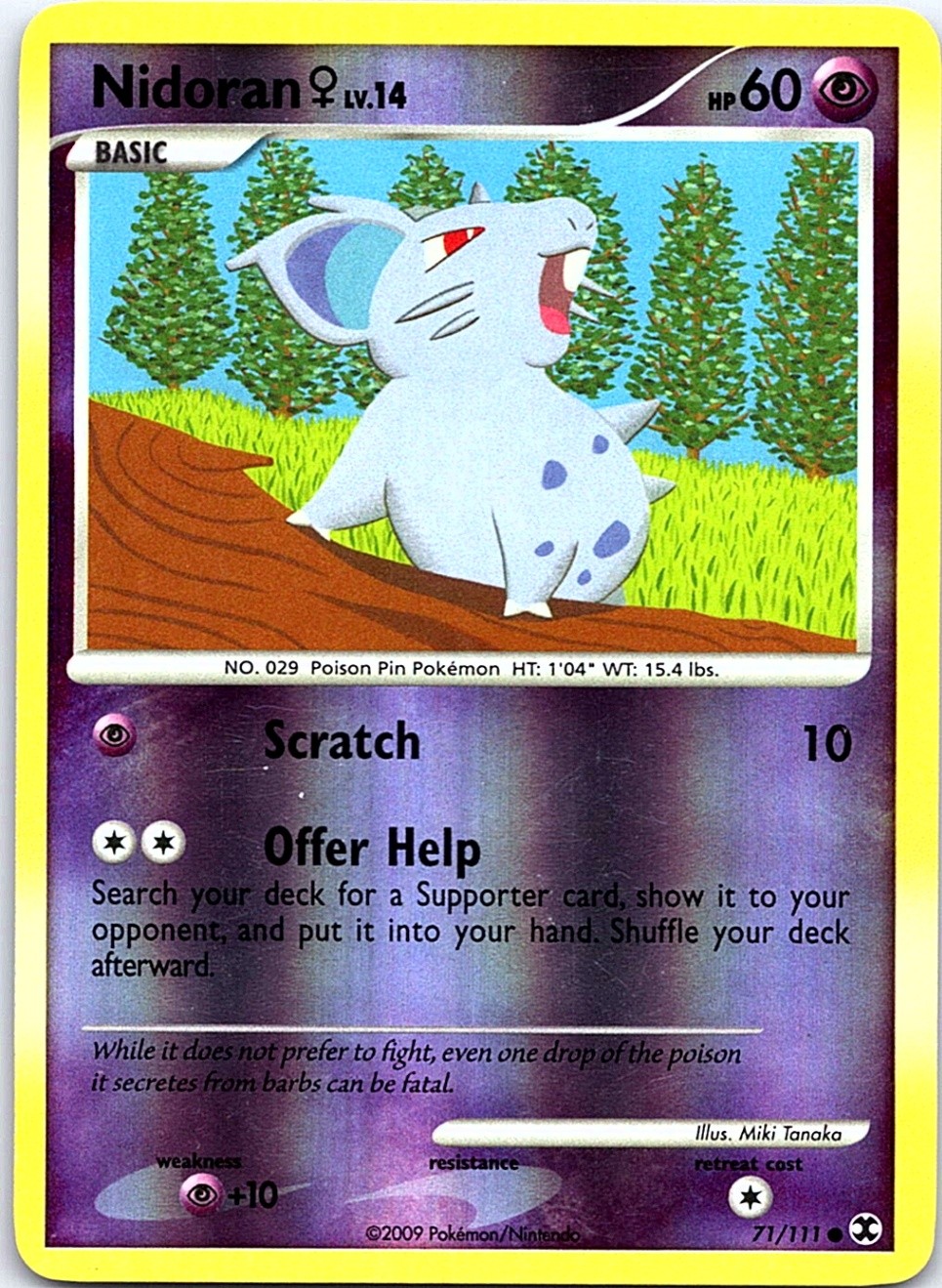 Nidoran F 71/111 Reverse Holo - Rising Rivals - LP