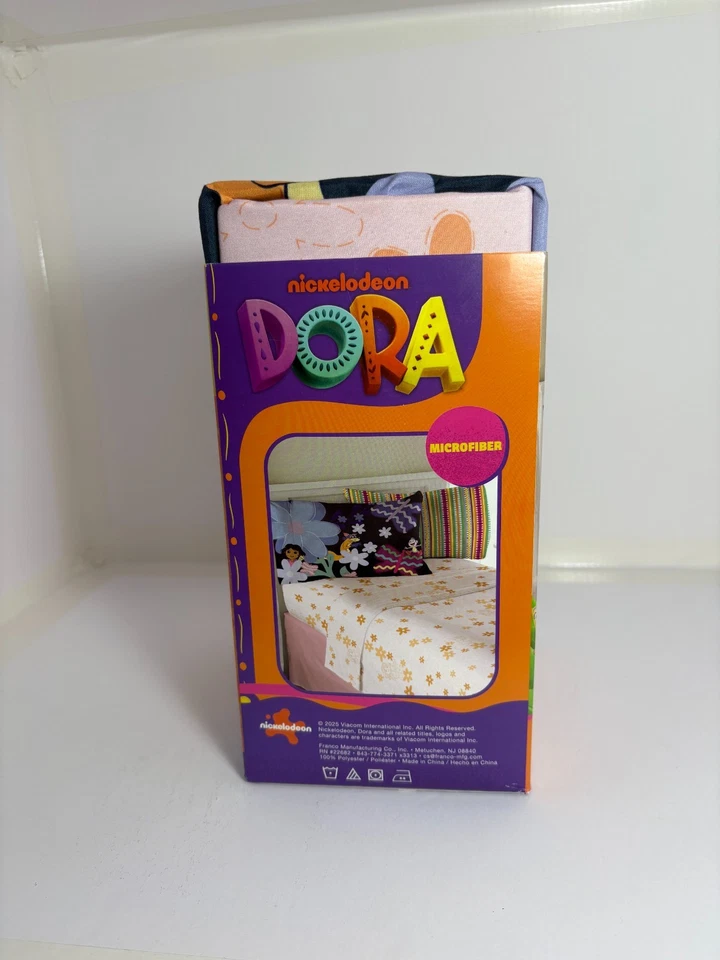 Nickelodeon DORA 4pc FULL Sheet Set! 1 Fitted, 1 Flat Sheet & 2 Pillowcases NEW - Image 3 of 4