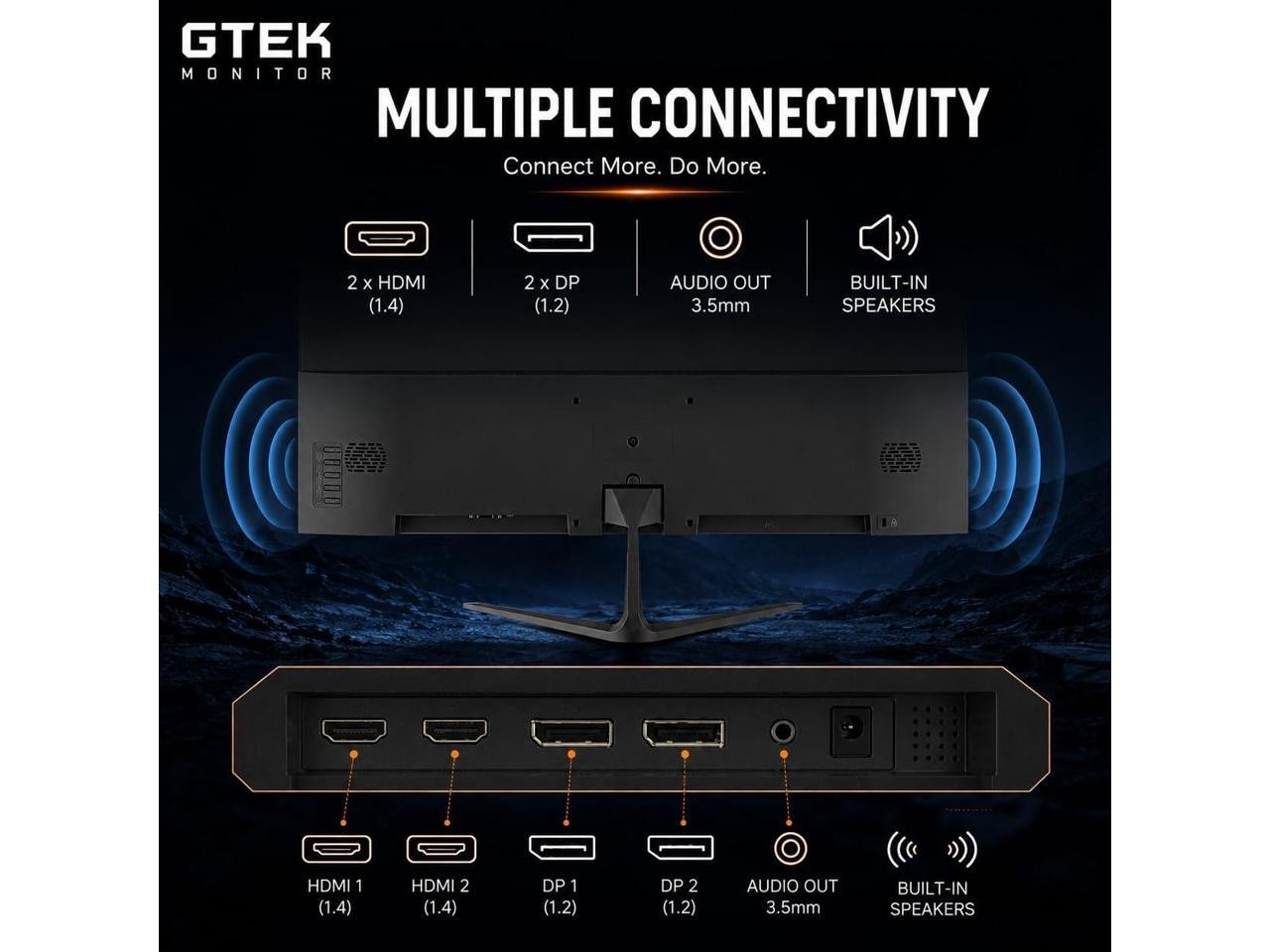 Monitor Gaming GTek de 27 pulgadas, 200 Hz, sin marco, monitor de computadora Full HD 1920 x 1080, imagen 7