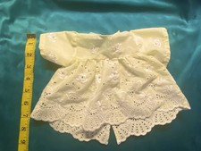 Vintage Antique Eyelet Lace Baby Doll Dress Pale Yellow Floral 1983 Handmade