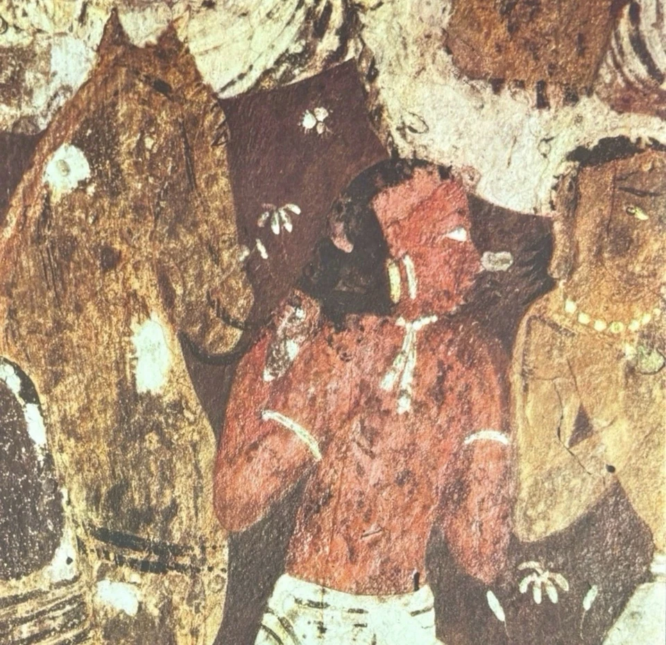 Homem Cavalo Original Antigo Vintage Fine Art ÍNDIA Impressão Pôster Ajanta Cavernas Parede - Imagem 4 de 4