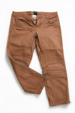 BC Damen Hose Gr. 44 Braun Slim Fit Reißverschluss-Details