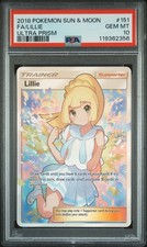 2018 Pokemon Sun & Moon Ultra Prism Lillie #151/156 Full Art Trainer PSA 10
