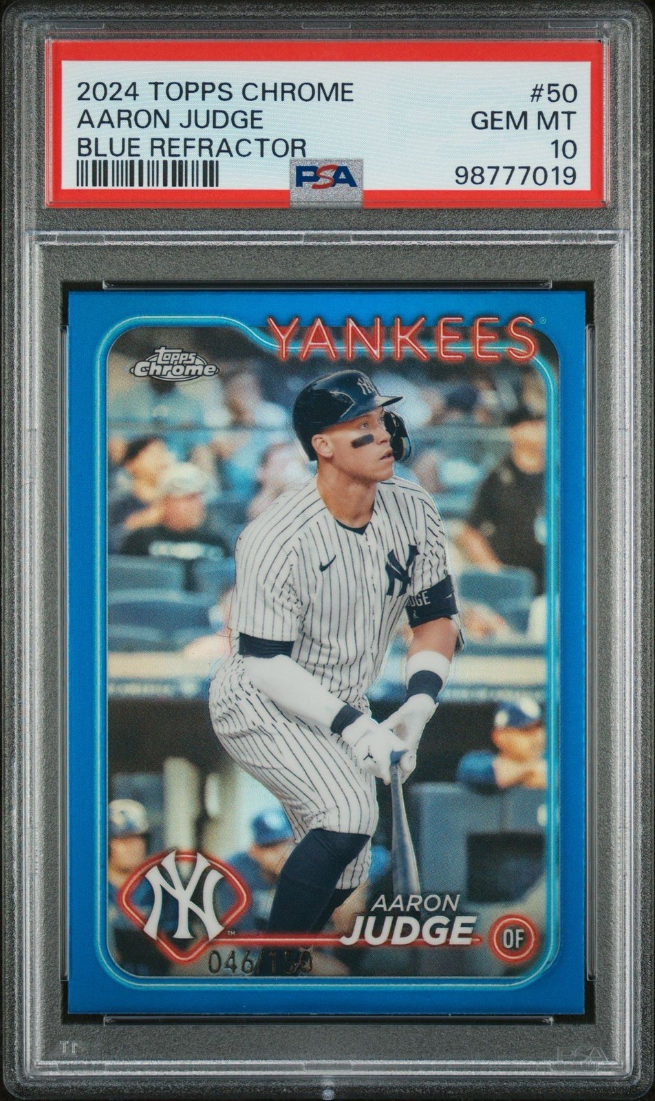 2024 Topps Chrome - Aaron Judge #50 True Blue Refractor /150 PSA 10