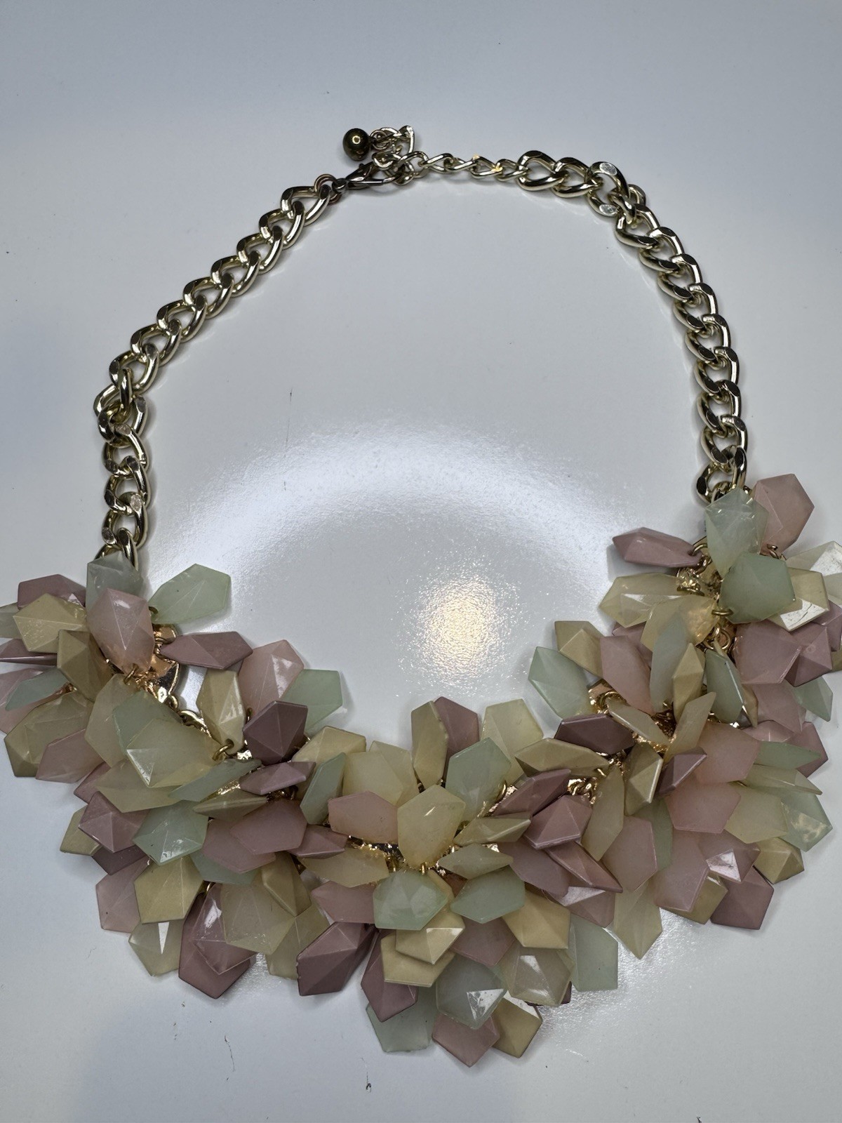 Statement Chunky Pastel Gemstone Necklace – Gold Chain Bib Collar