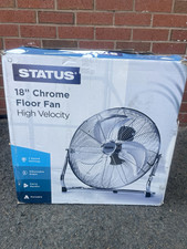 Status 18in Chrome High Velocity Floor Fan 3 Speed Adjustable Tilt Carry Handle