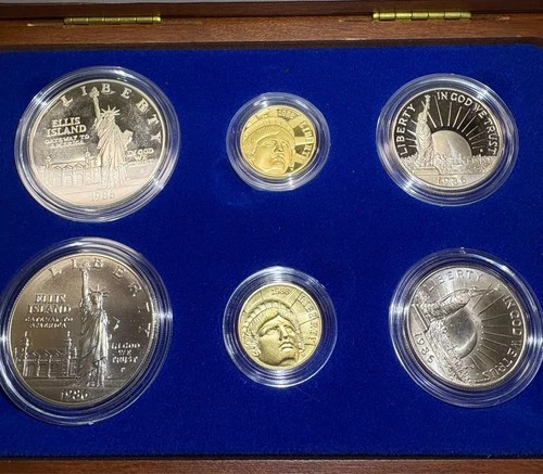 1986 United States Liberty 6 Coin Set Gold & Silver Proof & Uncirculated In OGP