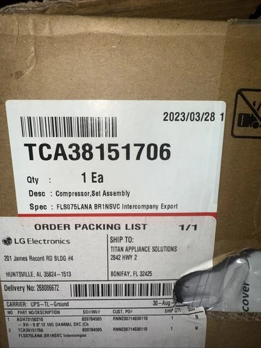 LG TCA38151706 Refrigerator Compressor OEM TCA38091801