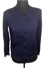 Ann Taylor Loft Medium Navy Blue Button Up Long Sleeve Cardigan