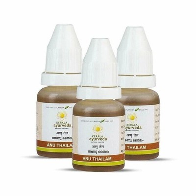 3 X Kerala Ayurveda ANU Thailam (10 ml) TAILAM - Herbal Ayurvedic Nasal Wellness