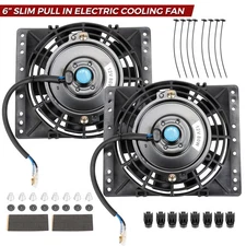 2PCS 6'' Slim Pull In Electric Cooling Fan 650CFM Radiator Mount Kit Universal