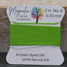 Botanical Green Griffin Silk Cord – Hand‑Dyed Thread for Knotting, Jewelry Makin