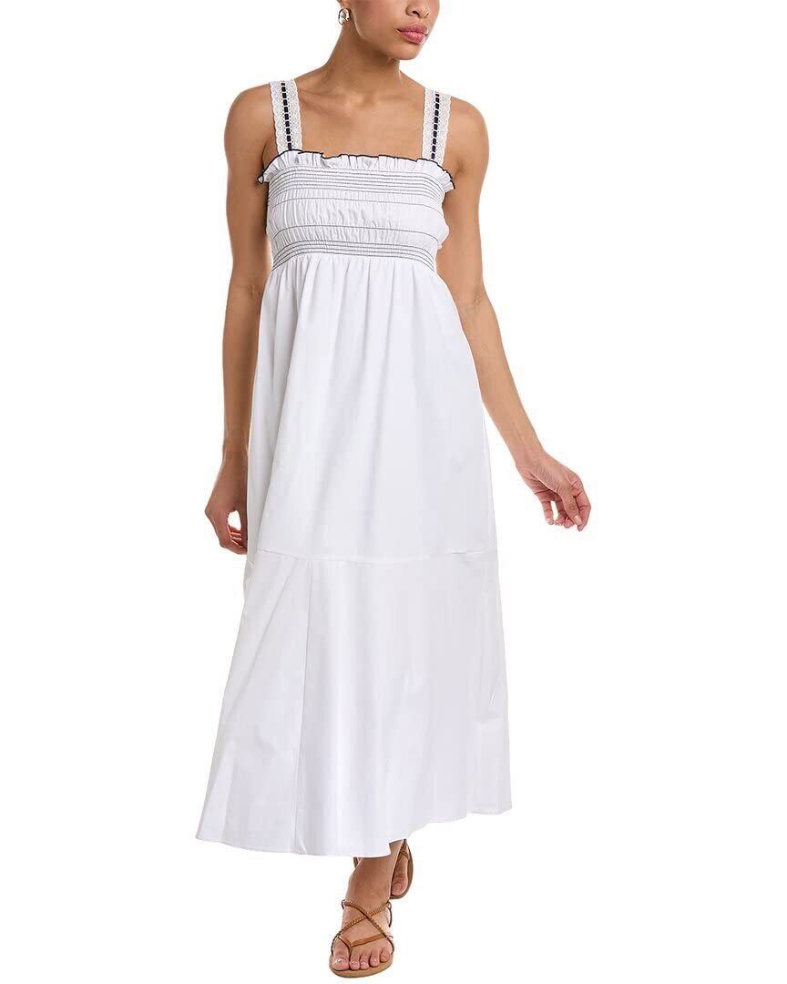 1.State Smocked Midi Dress - White - Large