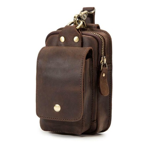 Outdoor Men Leather Cell Phone Pouch Belt Waist Bag Holster Key Case Fanny Pack - 第 4/14 張圖片