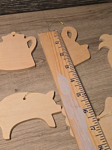 Lot of 6 Wooden Ornaments Gifts DIY Rustic Craft Unpainted - Bild 7 von 11