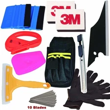 Car Wrap Vinyl Tools Kit Felt Squeegee Razor Wrapping Gloves Knife Window Tint