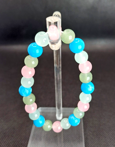 Aquamarin - Rosenquarz - Aventurin ~ Edelstein Armband (* 8 mm) + Organzabeutel - Bild 7 von 7