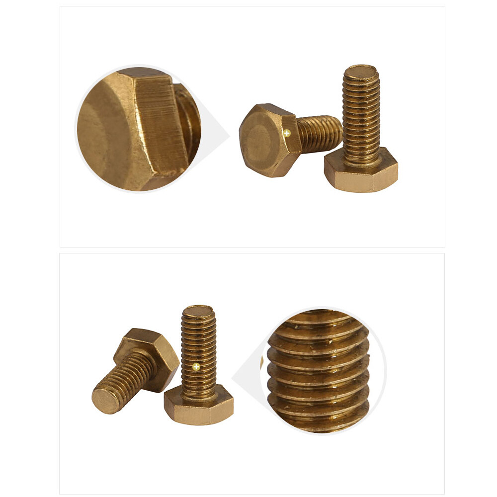 M4 M5 M6 M8 M10 M12 Brass Fully Threaded Hex Head Screws Hex Bolt 6