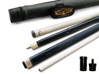 Champion ST14 Black Pool Cue Stick, Black case, Billiard Glove,layer tip
