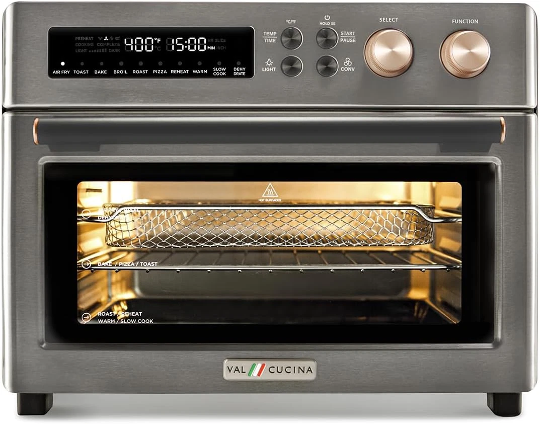 Extra Large 10-in-1 Infrared Air Fryer Toaster Oven with Recipe Book, Black