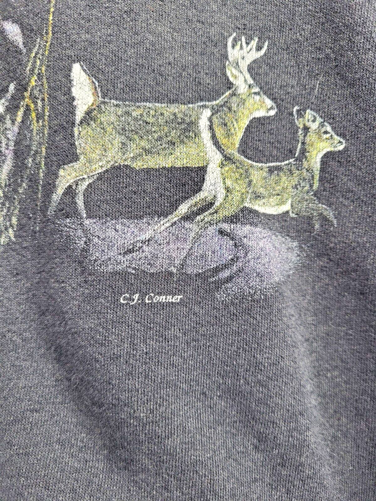 Vintage 90s C.J. Conner Deer Graphic Print Sweatshirt Santee Tag Size XL USA