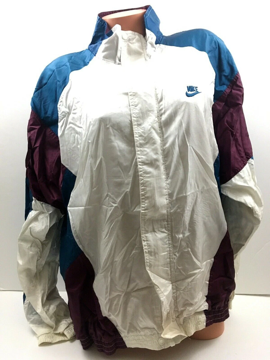 Vtg 90s Nike Men Windbreaker Jacket Color Block Spell Out Nylon