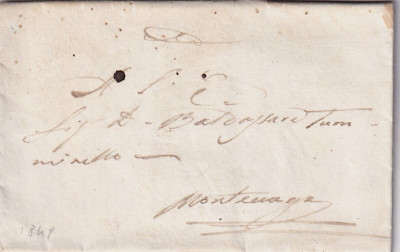 14567-KINGDOM OF THE TWO SICILIES, PREF.,DA (?)A MONTEVAGO, AL MR. TUMMINELLO, 1849