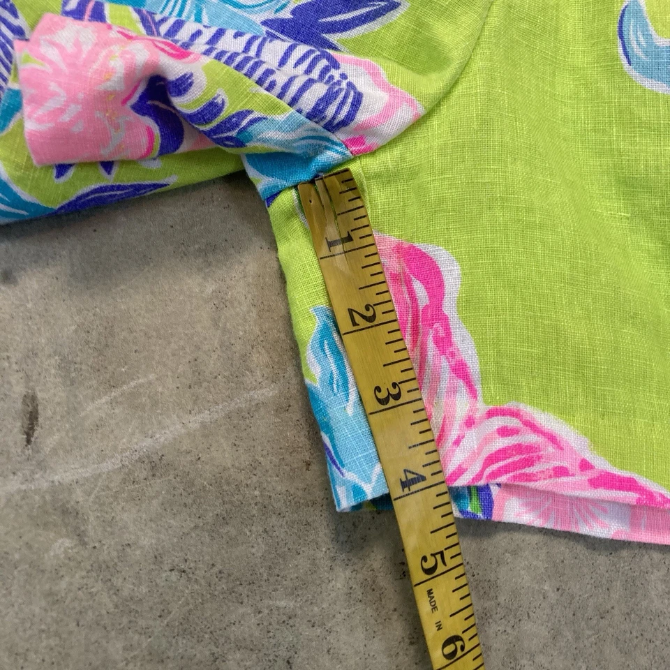 Shorts Lilly Pulitzer Feminino XS Matcha Verde Boho Bebê Lilo Linho Tropical - Imagem 4 de 4