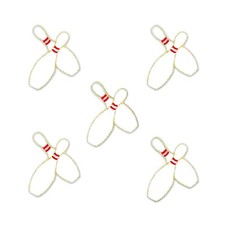 Bowling Pins Patches (5-Pack) Sport Embroidered Iron On Patch Applique