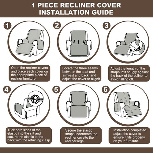 Waterproof Recliner Chair Cover Oversized NonSlip Recliner Covers Home Decor - Picture 38 of 39