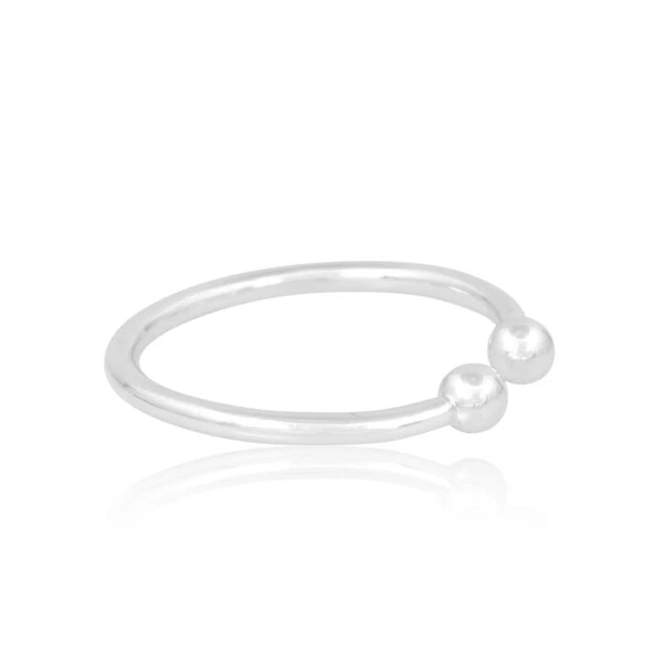 Sterling Silver Double Ball Open Band Ring For Daughter Graduation Gift Jewelry - Image 4 of 4