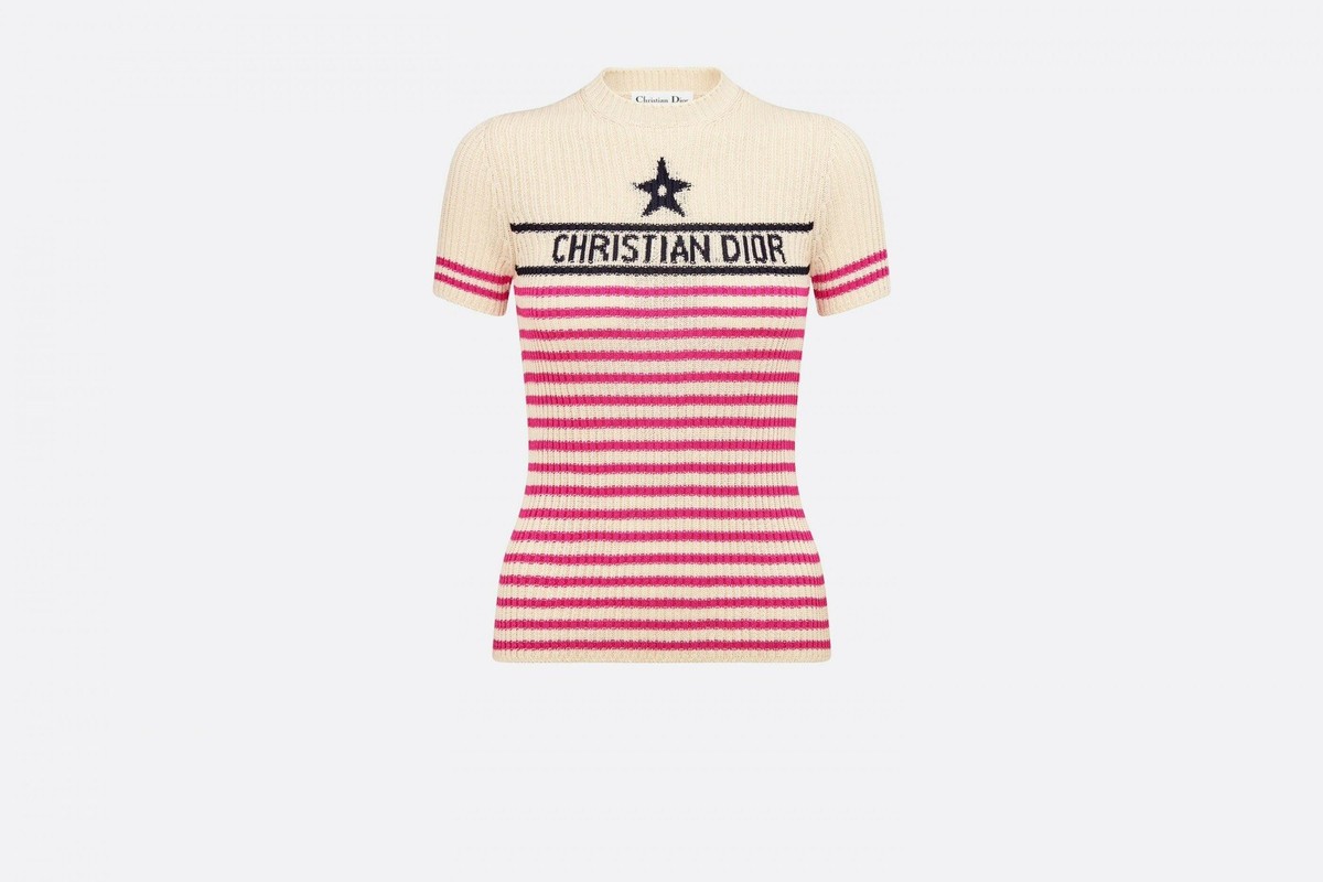 Christian Dior Dioriviera “MONACO” Pink Striped Short Sleeve