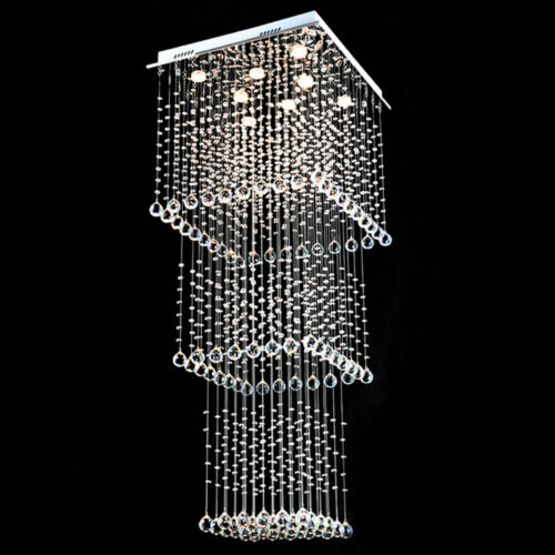 K9 Ceiling Light Clear Crystal Chandelier LED Raindrop Hanging Lamp Fixture - Picture 8 of 12