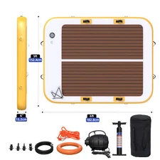 6x5 ft Inflatable Pool Floating Dock Pump and Accesories Non Slip Heavy-Duty PVC