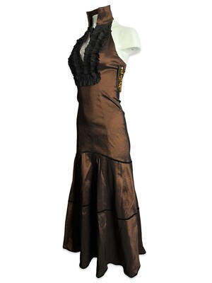 SHRINE Brown Opera Cameo Gothic Dress Steampunk Vampire Goth Sexy Prom Victorian