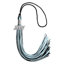 Endea Graduation Black/Light Blue Mixed Color Tassel with Silver Date Drop