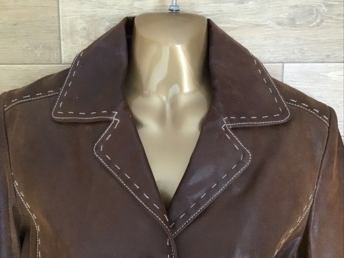 Linea Selecta Womens Tan Brown Leather Smart Fitted Jacket SIZE 38 - MEDIUM - Picture 7 of 17