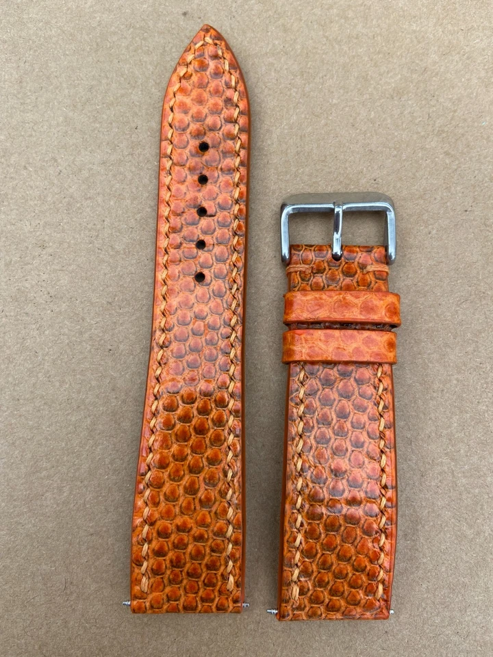 Orange Genuine Snake Leather Watch Strap Band, Size 18mm 19 20 21 22 23 24 26mm - Image 4 of 4