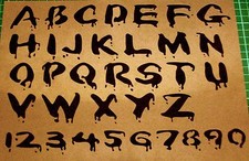 NEW L1 BLOODY LETTERS NUMBERS TEXT FONT Airbrush Stencil Template Zombie Blood