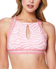 Sanctuary Kitty Printed Keyhole Bikini Top - Bright Peachy SZ XS