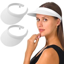2 Pack Sun Visors Womens Men Cloth Clip On Visor Cap UV Protection Adjustable...