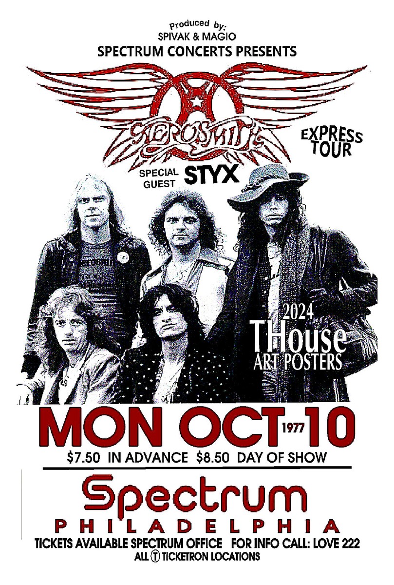 AEROSMITH 1977 Concert Poster SPECTRUM PHILADELPHIA PA GIG TOUR