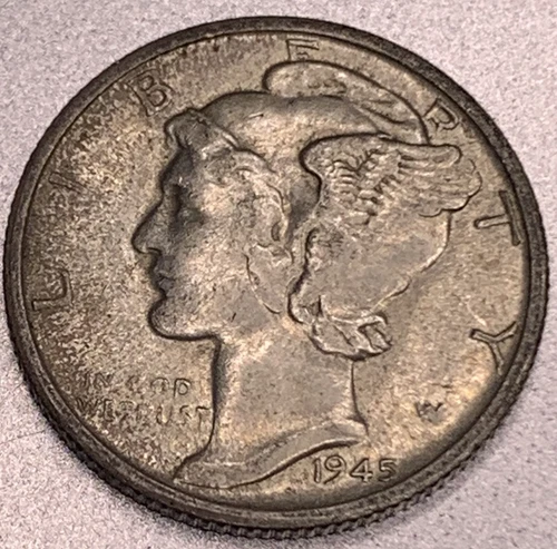 1945 -S Mercury Dime 10c 90% Silver US Coin UNC - 1829