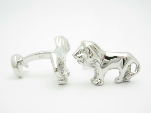 Platino Plata de Ley Personalizado Hecho a Mano 3D León Gemelos Diseño Novia - Imagen 6 de 12