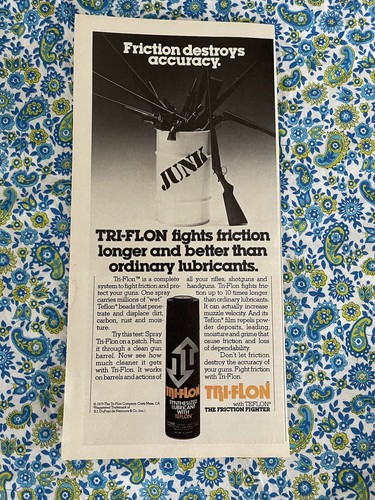 Vintage 1979 Tri-Flon Lubricant Print Ad Made With Teflon Friction Fighter Ad